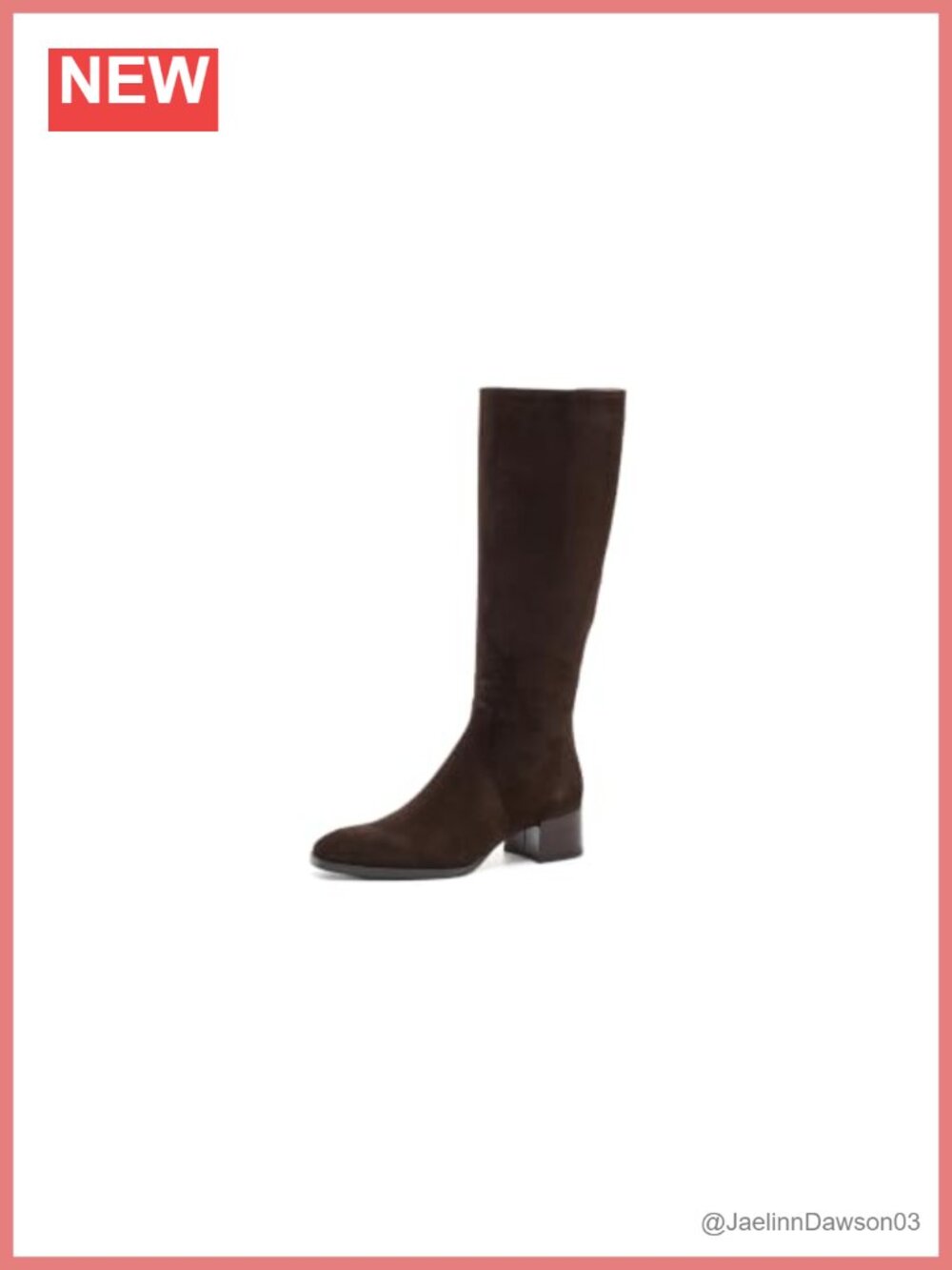 Knee High Suede Boots Square Toe Block Heel Side Zip